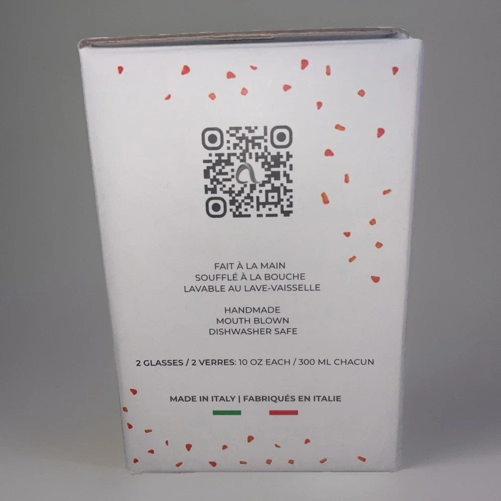 Arte Di Murano Drinking Glass, High Ball Art Tumbler, 2 / 16oz Cups. NIB Italian - Picture 5 of 6